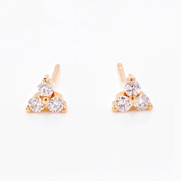 18k Rose Gold Minimal Diamond Earrings